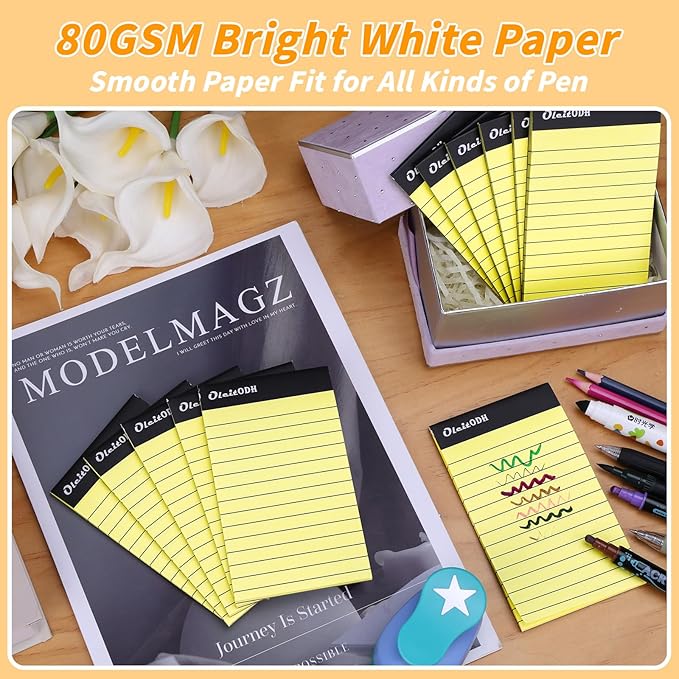 Oleitodh 3x5 Notepads – 48 Pack Yellow Memo Pads Small Writing Pads with Perforated Lined Pages, Mini Note Pads 30 Sheets per Lined Note Pads 3x5, Pocket Notepads for Office School Home Supplies