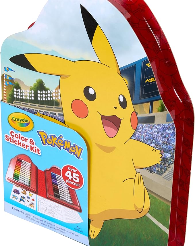 Crayola Pokemon Art Kit for Kids (45pcs), Pokemon Coloring Book Pages & Stickers, Gifts for Kids, DIY Craft Kit for Girls & Boys, Ages 4+