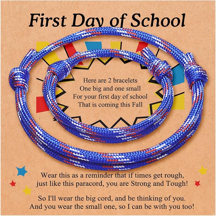 PINKDODO First Day of School Bracelet Back to School Gifts Mommy and Me Bracelets Mother Son Bracelet