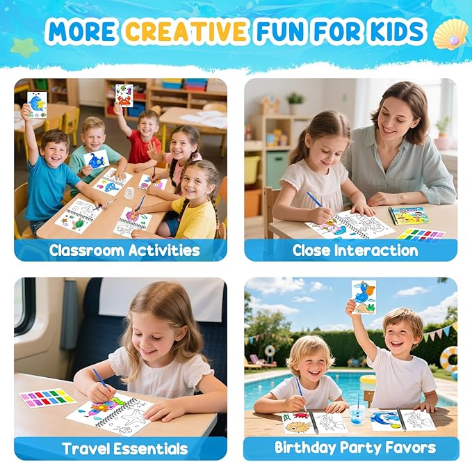 ZMLM 24 Water Coloring Books for Kids Party Favors - Bulk Mini Coloring Books for Kids Ages 4-8,Small Birthday Goodie Bag Stuffers School Teacher Return Gift Art Crafts Classroom Prizes (Ocean)