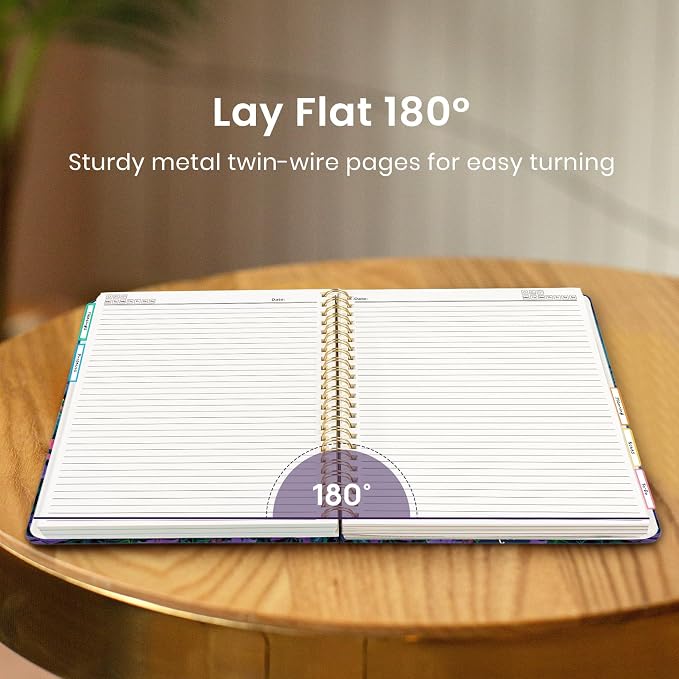 Taja Pretty Large Spiral Lined Notebook for Work with 5 Removable Dividers