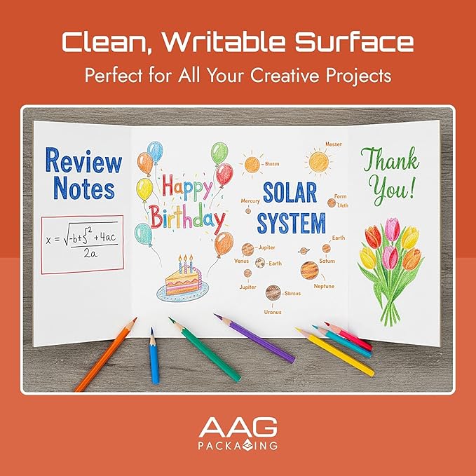 Trifold Presentation Board, Double-Wall Construction, Smooth Edges, Foldable Storage, for School Projects, Business Presentations (Black, 24 x 16 x 0.78 inch)
