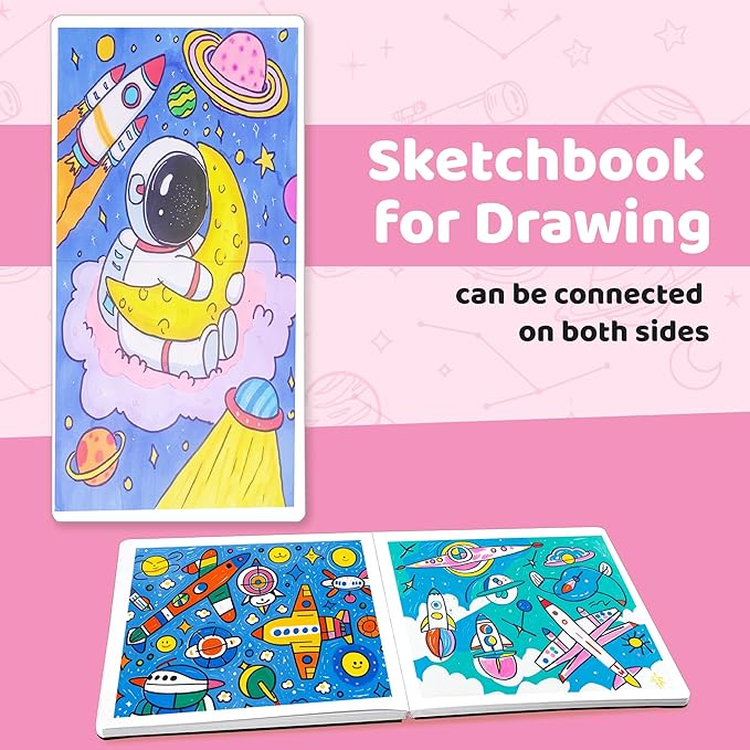 FLYING EAGLE Pink Sketchbook for Kids, 10"X 10" Square Sketch Book & Drawing Pad, 60 Sheets/120 Pages, 120lb/200GSM Heavy Paper, Bleed-Resistant Hardcover Drawing Book for Girls Teens, Gift Boxed