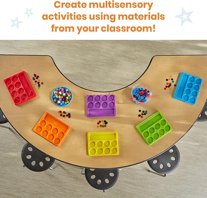 hand2mind Little Minds at Work Sound Segmenting Trays by Tara West, Phonemic Awareness, Science of Reading Manipulatives, Elkonin Boxes, Letter Sounds, Preschool Learning Activities (Set of 6)