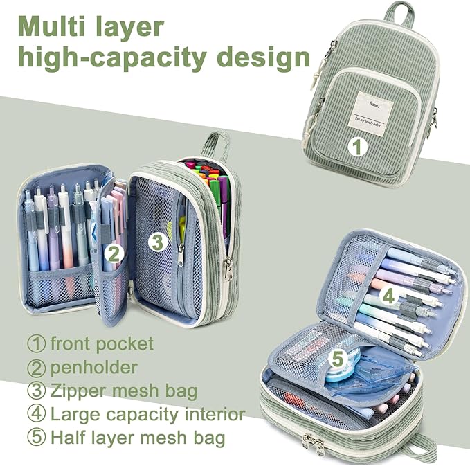 LEDAOU Pencil Case Cute Zipper Pencil Pouch Large Capacity Pencil Bag Organizer School Supplies for Girls Boys Kids