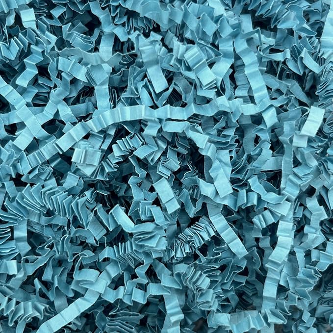 Tisspoms 1LB Lake Blue Crinkle Cut Paper Shred Filler, Paper Shreds for Basket Fillers, Birthday, Gift Wrapping, Anniversary, Wedding, Halloween, Thanksgiving, Christmas Gift Decor Party Filler