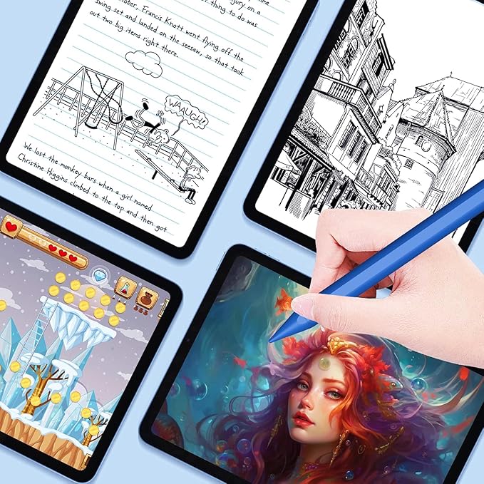 Stylus Pen for iPad A16/10th/9th Generation, 10Mins Fast Charge for Apple Pencil&iPad Pen, Compatible with iPad A16/10th/9th/8th/7th/6/Pro 13'' 11'' M4/12.9 inch/Air 11'' 13'' M3/M2/Mini 7/6/5, Blue