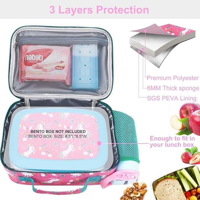 RHCPFOVR Kids Lunch Bag - Insulated Lunch Box for Boys Girls,Washable Lunch Bag and Reusable Toddler Leak-proof Lunchbox for School and Daycare