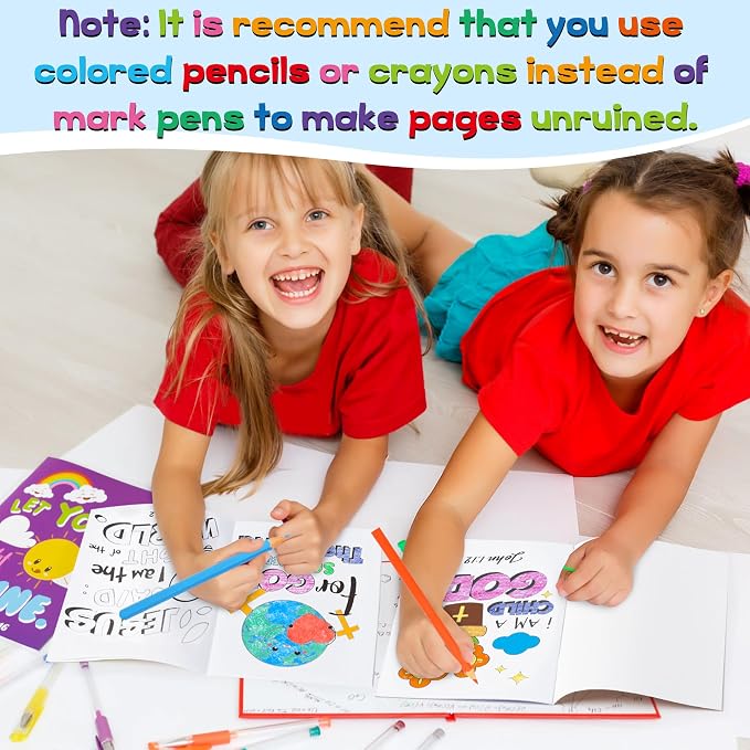 Dvbonike 96Pcs Bible Coloring Books Religious Theme DIY Color-in Pages | Inspirational Words, Christian Activity Artwork, Sunday School Supplies, Classroom Reward, Party Favor, Gift, Drawing Booklet