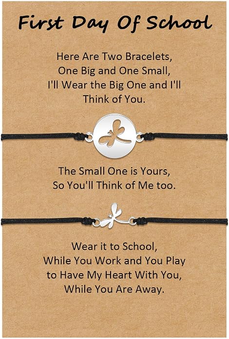 Back to School Gifts Mommy and Me Bracelet First Day of School Matching Wish Bracelets Set for Mother Daughter Son Women Teen Girls Boys Jewelry Gift