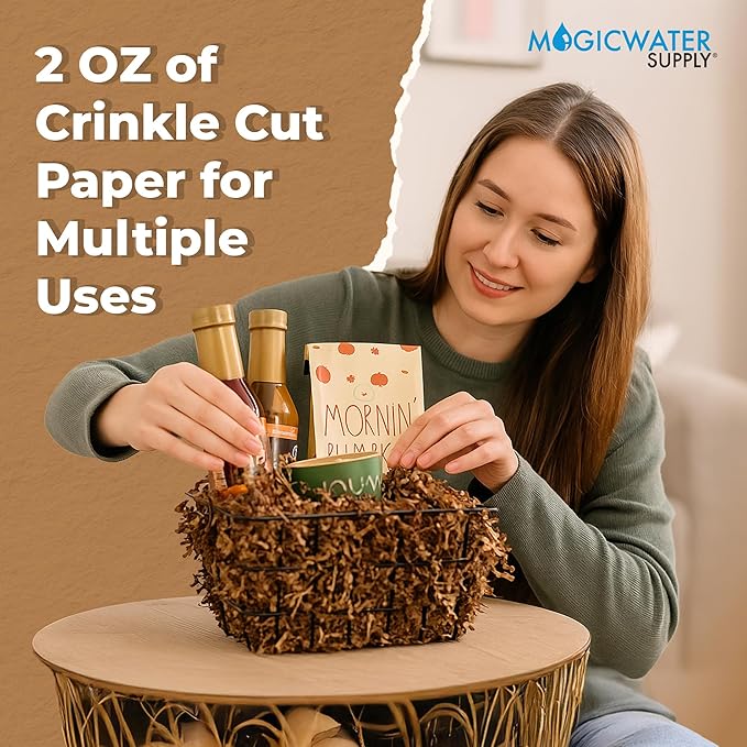 MagicWater Scented Crinkle Cut Paper - 2 oz - Cinnamon Buns - Perfect for Shredded Paper Filler, Basket Filler, Gift Boxes, Bridesmaid Gifts, Christmas Stuffers & More – For All Occasions
