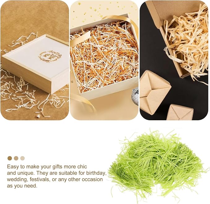TEHAUX Shredded Paper Filler 500g Deep Green Crinkle Cut Tissue Paper Box Stuffing for Boxes Packaging Basket Filler Decorative Eco-friendly Raffia Grass Alternative