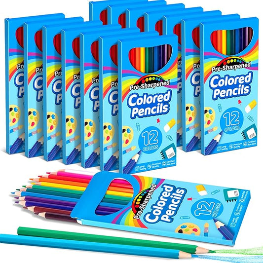 V-Opitos 168 Count Colored Pencils for Kids, 14 Pack Bulk Colored Pencils, 12 Colors Pre-Sharpened Coloring Pencils, Teacher Supplies, Classroom Prizes, Back to School Supplies, Kids Party Favors