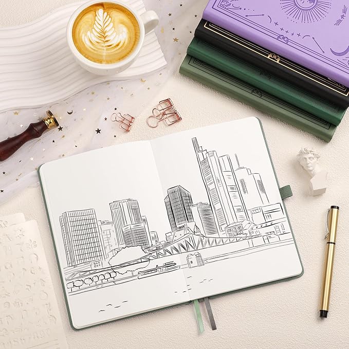 Blank Journal for Women Men, 192 Pages A5 Notebook Journal, Hardcover Notebook with 100Gsm Thick Pages, Leather Note Book for Writing, Travel, Business, Office, Prayer 5.7 x 8.3, Light Green