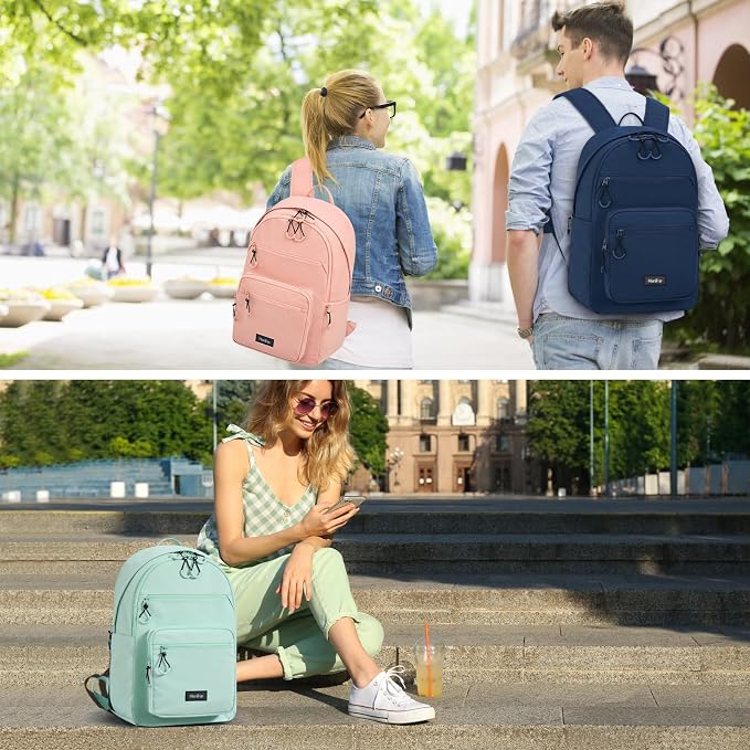 HanTrip 18 Inch Carry on Travel Backpack with Lots of Pockets, Dark Gray | 15.6 Inch Laptop Sleeve, Luggage Strap, Water Bottle Pocket, 28 Liters, Lightweight, Water Resistant, 18x14x8 Medium Bookbag