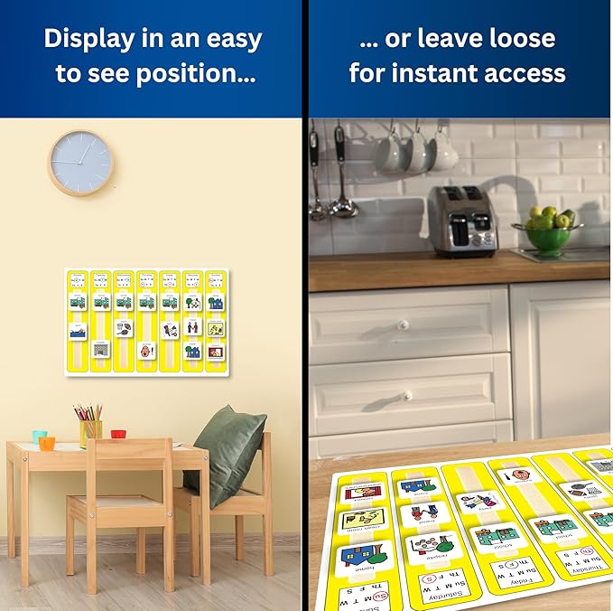 Kids Calendar Visual Schedule Autism – Premium Durable Plastic – Calendar Pocket Chart – Special Education Classroom Must Have – Autism Learning Materials (English)