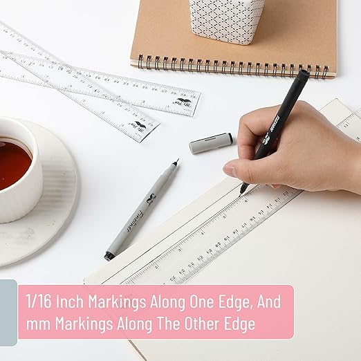Mr. Pen- Plastic Rulers, 12 Inch, 12 Pack, Easy-to-Read Markings, Scratch-Resistant Design, Durable Clear Ruler for Crafting Office & School, School Supplies, Bulk Rulers Set, Measuring Tools