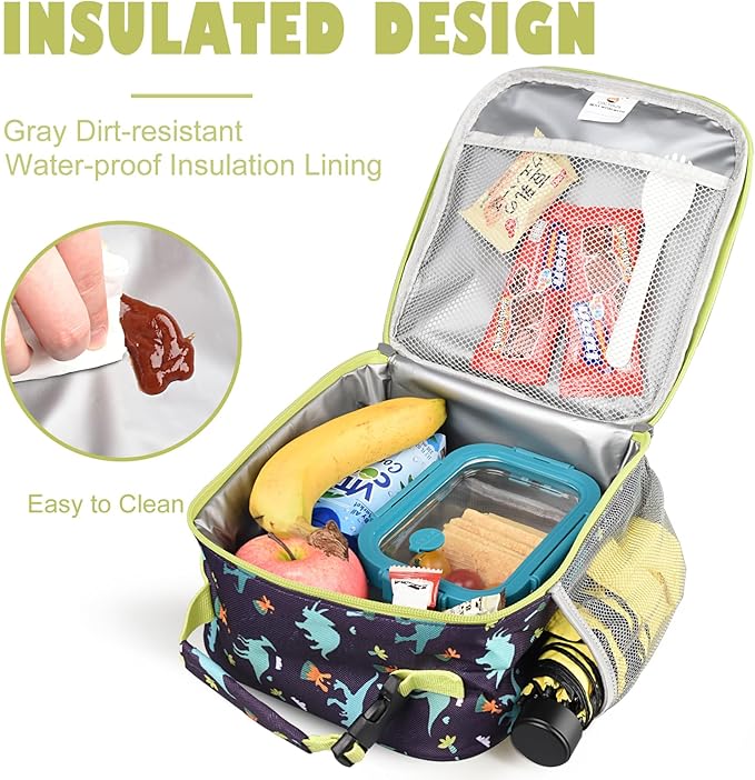 CaCTOUR Lunch Box Kids,Premium Insulated Lunch Bag for Girls Boys,Soft Bag Mini Cooler Back to School Thermal Reusable Lunch Bag for Work School Picnic (Dino)