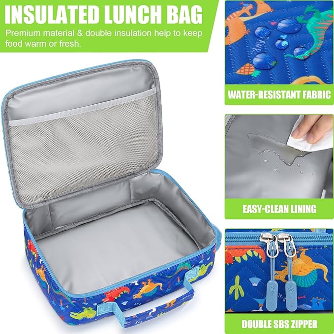 Fimibuke Kids Bento Snack Lunch Box with 4 Compartment, Insulated Lunch Bag, Stainless Steel Vacuum Thermo Food Jar, Ice Pack, Utensils Set, Birthday Gifts for Age 3-12 Back to School Toddler Girl Boy