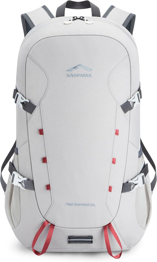 BAGPARKK Hiking Backpack,Large 35L Travel Backpacks for Men Women,Ultra Lightweight Packable Camping Daypack for Outdoor Sports (Light Gray)