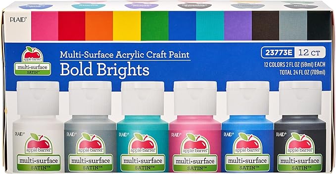 Apple Barrel Essentials Acrylic Paint Set, 12, 24 Fl Oz (Pack of 1)