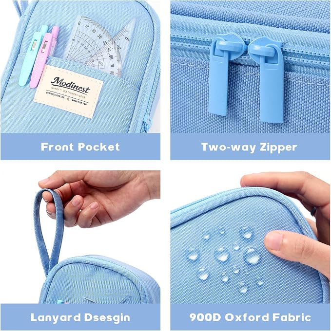 Pencil Case Pouch, Large Capacity Pen Bag Organizer, Cute Aesthetic Pencil Box for Girls Boys Kids, Back to School Supplies, Teacher Supplies Classroom Essentials, Dusty Blue