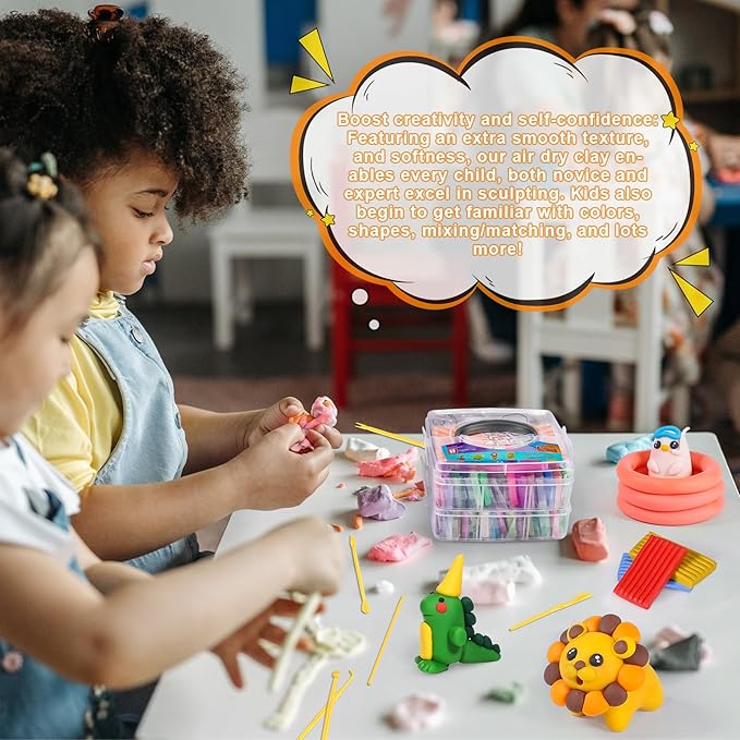 CiaraQ Polymer Clay 60 Colors Starter Kit - Oven Bake Modeling Clay for Kids & Artists, Non-Sticky DIY Clay with Sculpting Tools, Fun Gift for Children Ages 4+, 3.24 lb
