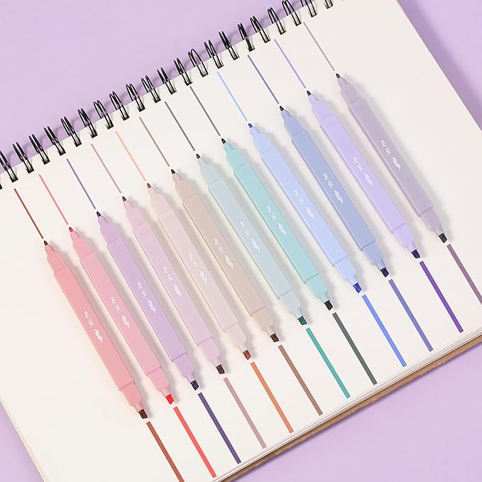 Mr. Pen- Dual Tip Aesthetic Highlighters, 12 pcs, Chisel & Fine Tip, Cute Highlighters Assorted Colors for Journaling, Highlighting, Underlining, Fast Dry, Back to School Supplies