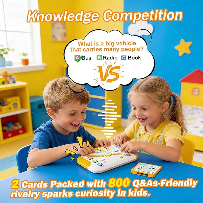 Educational Toys for Kids 3-6 Years Old, Interactive Quiz Battle Game with 800 Questions, 2-Player Learning Toy, Montessori Brain Training, Autism Sensory Speech Therapy Gift for Toddler Boys Girls