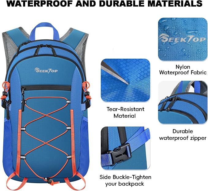 Seektop Packable Waterproof Hiking Backpack, 20L Lightweight Daypack | Tear-Resistant Nylon Material, Multi-Compartment Storage, Ultralight Small Foldable Travel Hiking Daypack for Men & Women