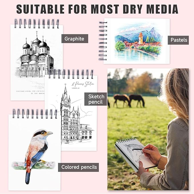 Sketch Book, 5.5" x 8.5" Sketchbook with 60 Sheets (68lb/100gsm), 1 Pack Drawing Pad Acid Free Drawing Book Sketch Pad forAdults Beginners Artists (1)