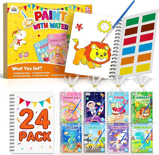 ZMLM 24 Water Coloring Books for Kids Party Favors - Bulk Mini Coloring Books for Kids Ages 4-8,Small Birthday Goodie Bag Stuffers School Teacher Return Gift Art Crafts Classroom Prizes (Classic)