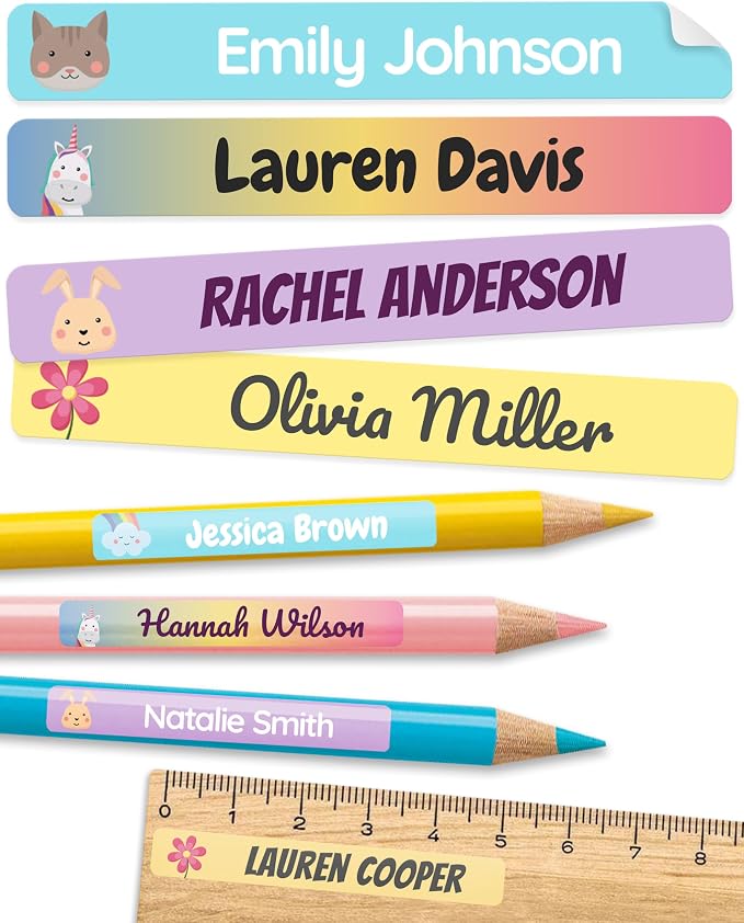 Personalized Kids Name Labels for Pencils Color Mix [150pcs] - Waterproof Name Stickers for School & Daycare - Pencil Custom Name Stickers - Children Name Stick On Labels for Pens (2.0”x0.3”)