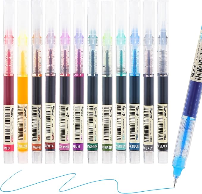 USUAL 12pcs Gel Ink Pens Liquid Ink Rollerball Multi Color Pen 0.5 mm Fine Point Smooth Writing Pens Cute Nurse Pen Back to School Supplies