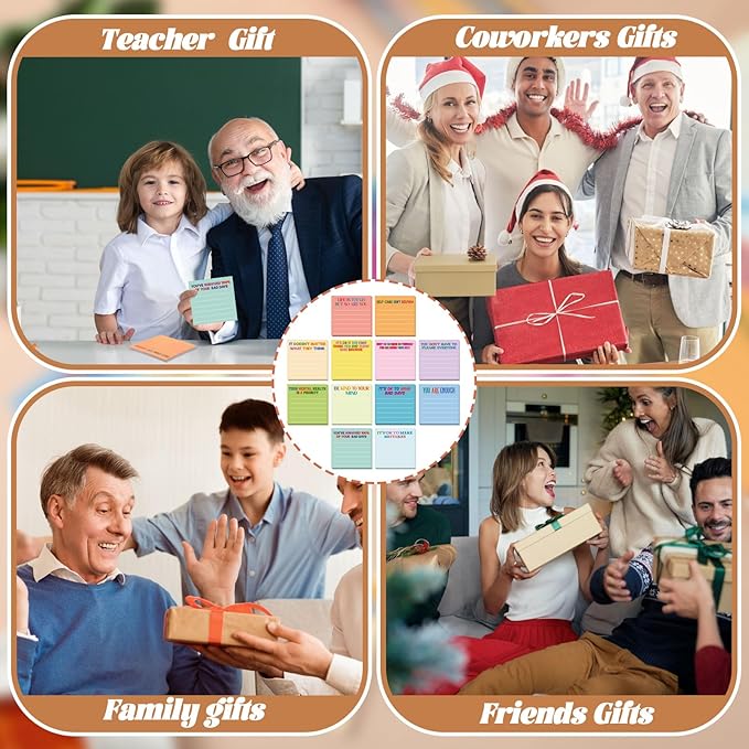 Yinder 24 Pcs Inspirational Sticky Notes Cute Motivational Sticky Notes Pad End of Year Employee Appreciation Gifts Bulk for Teacher Nurse Coworkers Office Supplies 3 x 3''(Mental Health,Light Colors)