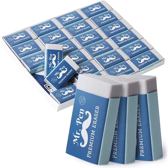 Mr. Pen- White Pencil Eraser, 24 Pack, Large Latex Free Vinyl Block Erasers Bulk for School, Office, Art Sketching, Homework, Exams, Clean Smudge-Free Correction