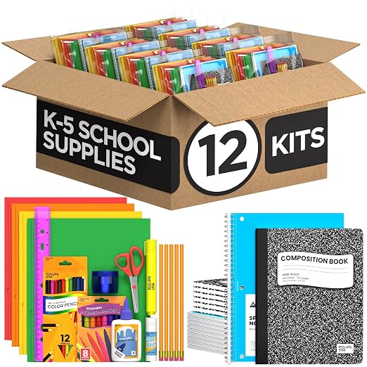 Middle School Supplies Kit 39 Piece School Supplies Kit Back to School Supplies Bundle School Supply Box for Kids Teens High School College Bulk Classroom Supplies with Notebooks Folders (12 Pack)