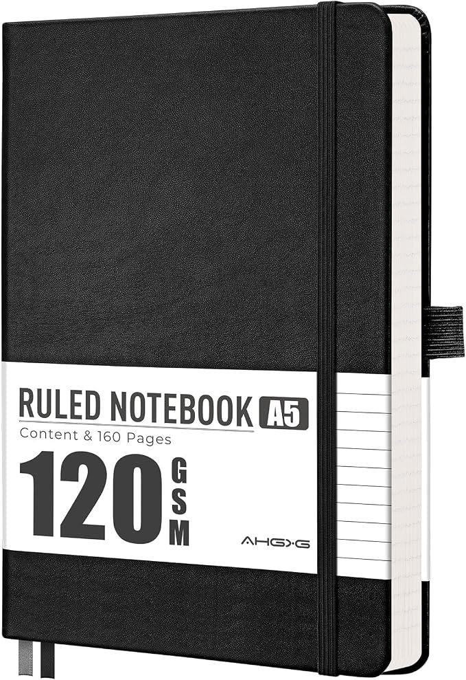AHGXG Lined Journal Notebook, 160 Numbered Pages, A5 Size (5.7'' x 8.3'')
