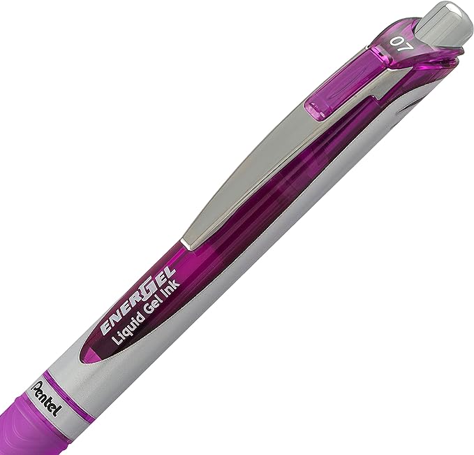 Pentel EnerGel Deluxe RTX Retractable Liquid Gel Pen, 0.7mm, Metal Tip, Violet Ink, 6 Pack (BL77BP2V)