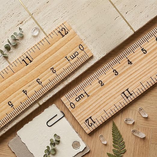 12 PCS Wooden Ruler, 12 Inch Rulers Bulk Wood Mearsuring Ruler 2 Scale Wood Rulers with Cnetimeter and Inches for Office School Home DIY Crafts Projects Supplies