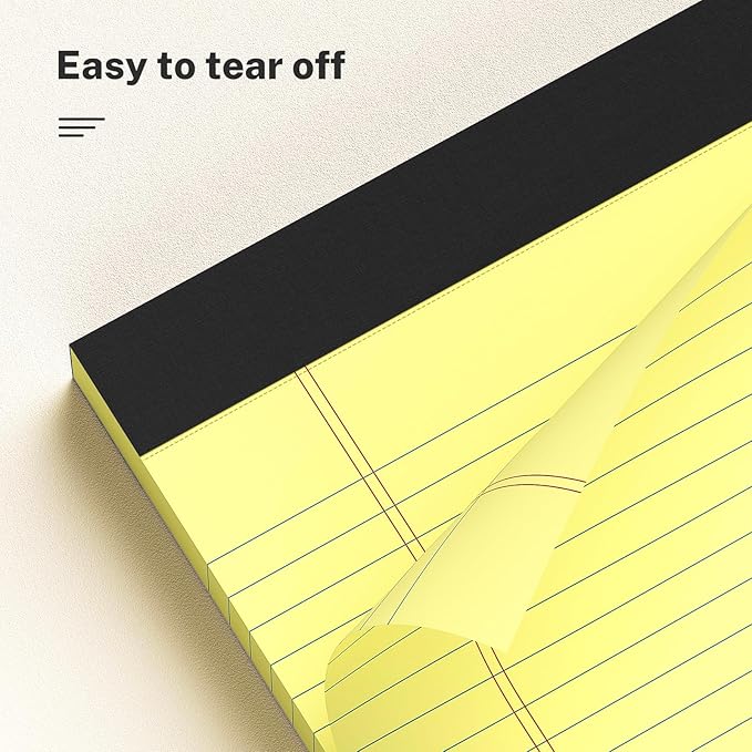 AILZFEI 300 Sheets Yellow Legal Pads 8.5 x 11 College Ruled Paper 6-Pack Note Pads Narrow Ruled 50 Sheets per Notepad Perforated Writing Pad Durable Sturdy Back 8x11 Pads of Paper