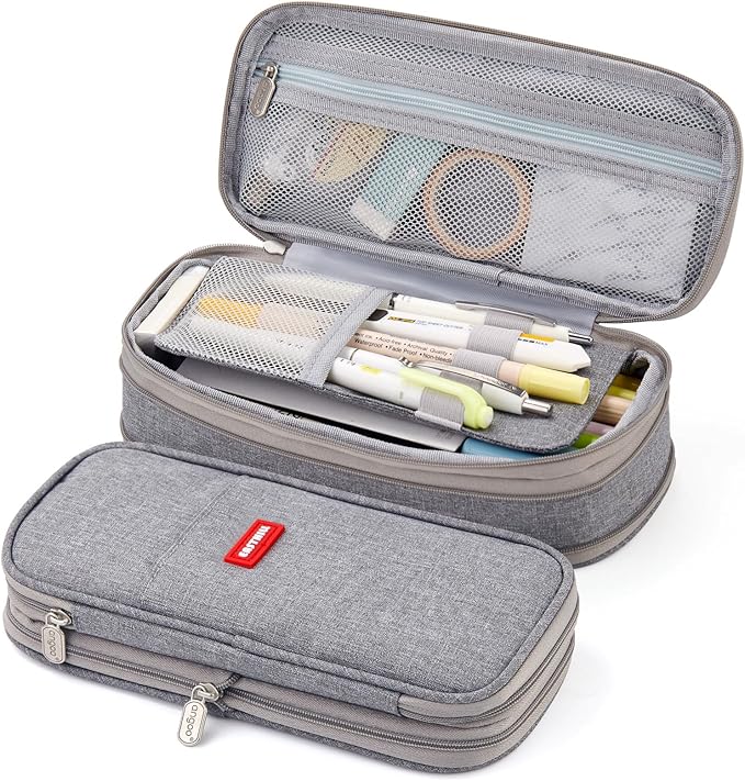 EASTHILL Big Capacity Pencil Pen Case Office College School Large Storage High Capacity Bag Pouch Holder Box Organizer (Gray)