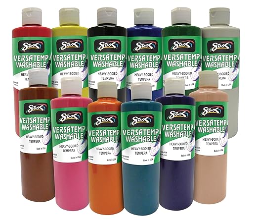 Sax Washable Versatemp Heavy Bodied Tempera Paints, Assorted Colors, 12 Pints