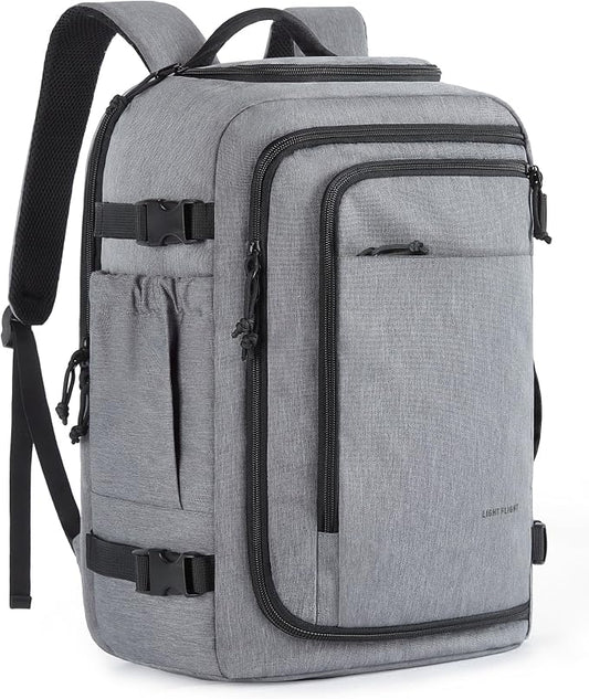 LIGHT FLIGHT Travel Backpack, TSA Friendly Carry on Backpack,Grey | Water-resistant Lightweight Business Large Weekender Bag Casual Daypack 17.3" Laptop Backpack for Men Women
