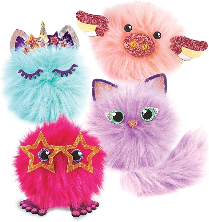 Make It Real DIY Cuddle Mob Kit - Create 4 Adorable Pom Pom Characters with 36 Pieces - All-in-One Arts & Crafts Set for Tweens & Girls - Fun, Skill-Building Craft for Kids Ages 8+ Creative Gift