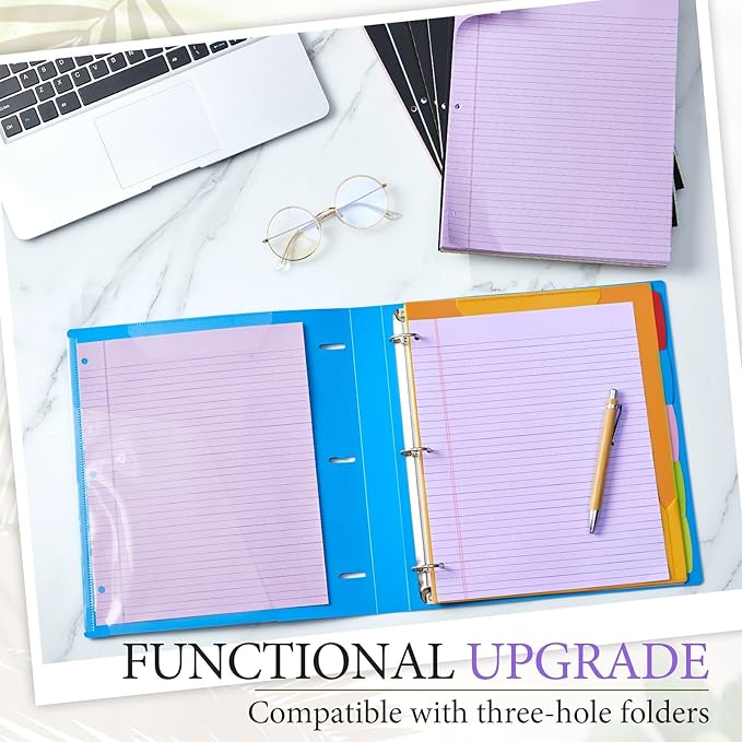 MotiMind 3 Pack 8.5" x 11" Top Spiral Notebook with 3 Hole Punched Purple Legal Pads College Ruled Notepad 50 Sheets Hard Cardboard Paper Wirebound Notepad for Office School Business