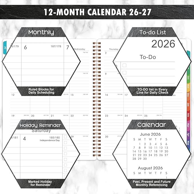 2026-2027 Planner - 2026-2027 Planner Weekly and Monthly, July 2026-June 2027, Academic Planners 8.5''x11'', Large Daily Blocks to Write, Weekly Monthly with Colorful Tabs, Inner Pocket