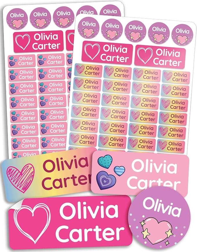 Personalized Daycare Name Labels for Kids [210pcs, Forever] - Waterproof Name Stickers for School, Baby Bottles & Clothing - Custom Name Stickers - Washable Stick On Labels (Various Sizes)