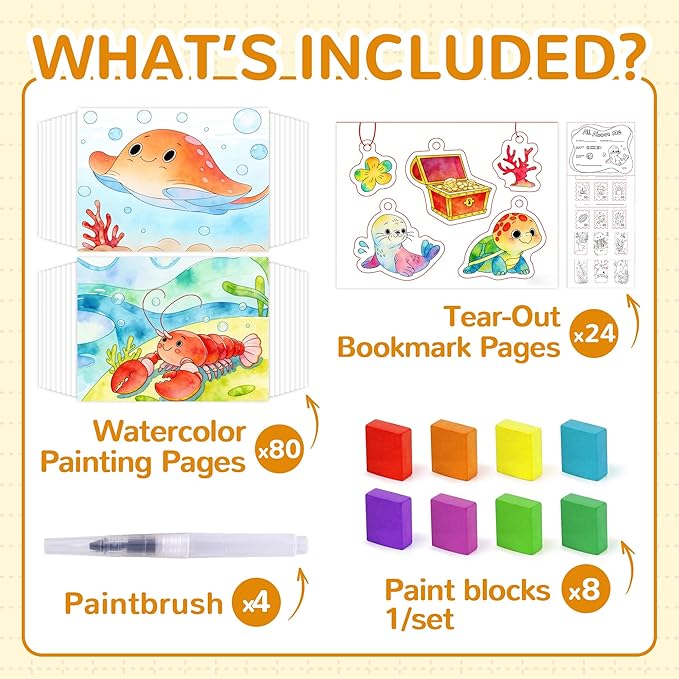 YPLUS Paint with Water Coloring Book for Toddlers, 4 Pack Mess Free Watercolor Painting Set, 26 Pages & 8 Color Palettes, DIY Art Craft Travel Toy Gift for Kids Ages 1-3 2-4 4-6(4 Themes)