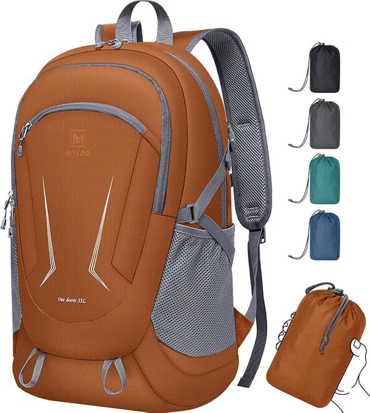 MIYCOO Ultralight Packable Backpack, 35L Waterproof Hiking Daypack | Travel Camping Foldable Daypack, Hiking Back Pack for Men Women, Orange